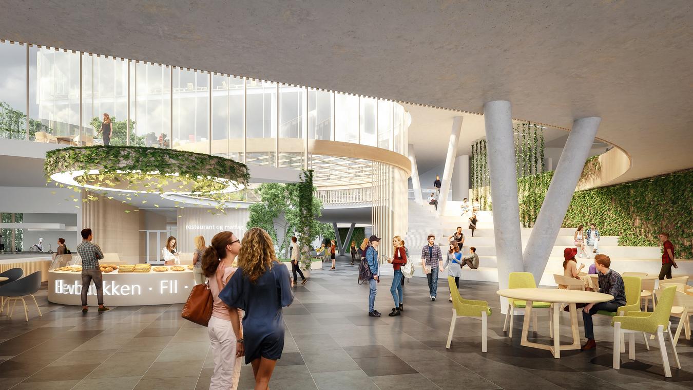 Open common area indoors. Illustration