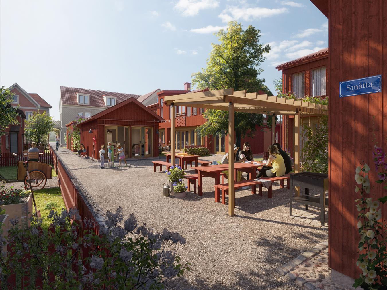 Röda husen, innergård