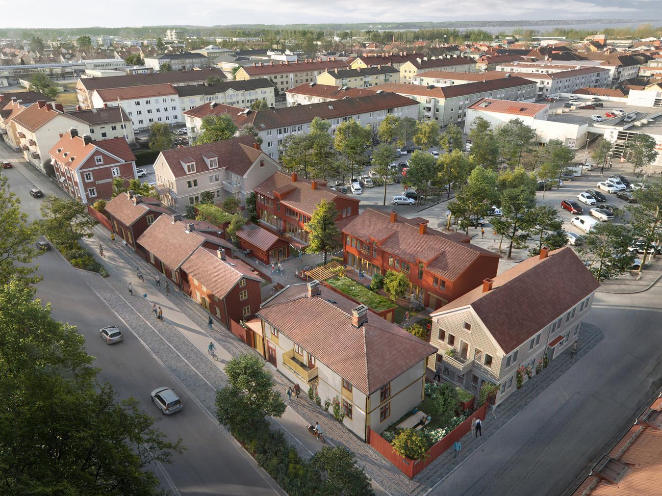 Röda husen, fågelperspektiv